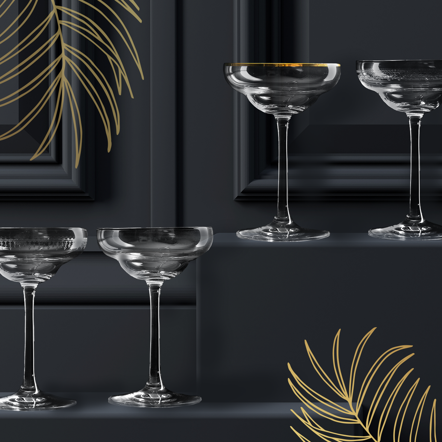 Gold Rim Coley® Crystal Glass Coupe 17cl