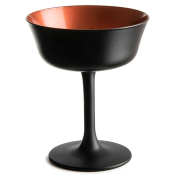 Black Champagne Cocktail Glass Saucer 26cl Oro Nero Fizzio