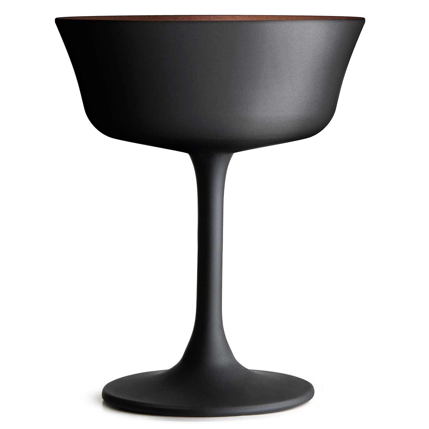 Black Champagne Cocktail Glass Saucer 26cl Oro Nero Fizzio