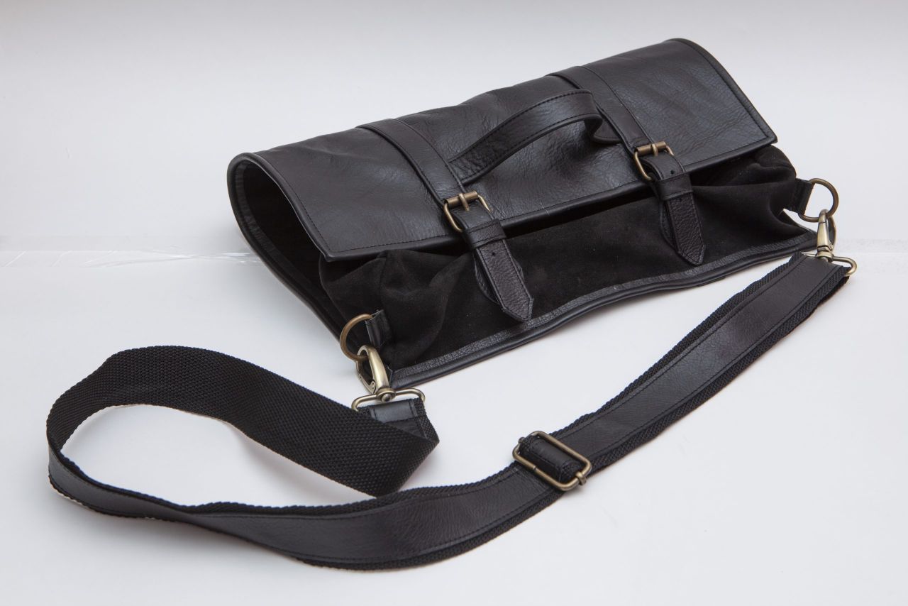 Leather Tool Bag Roll Up Black