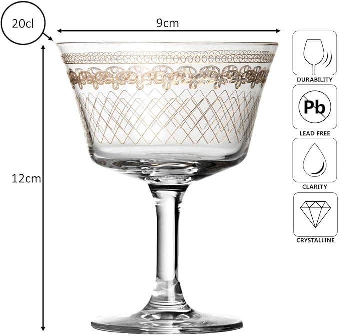 1910 Fizz Gold Cocktail Glass Coupe 20cl